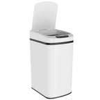 HOMCOM 12L Infrared Waste Bin with Removable Bucket, Stainless Steel, ABS and PP, 28x22x41 cm, White