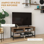 Homcom Mobile TV for 48 "industrial style in wood and steel, 110x40x48cm, brown and black - Borgè