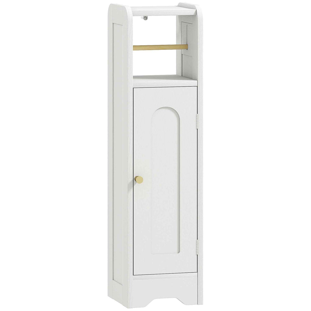 HOMCOM Wooden Toilet Paper Holder Cabinet with Adjustable Internal Shelf, 21x20x79 cm, White