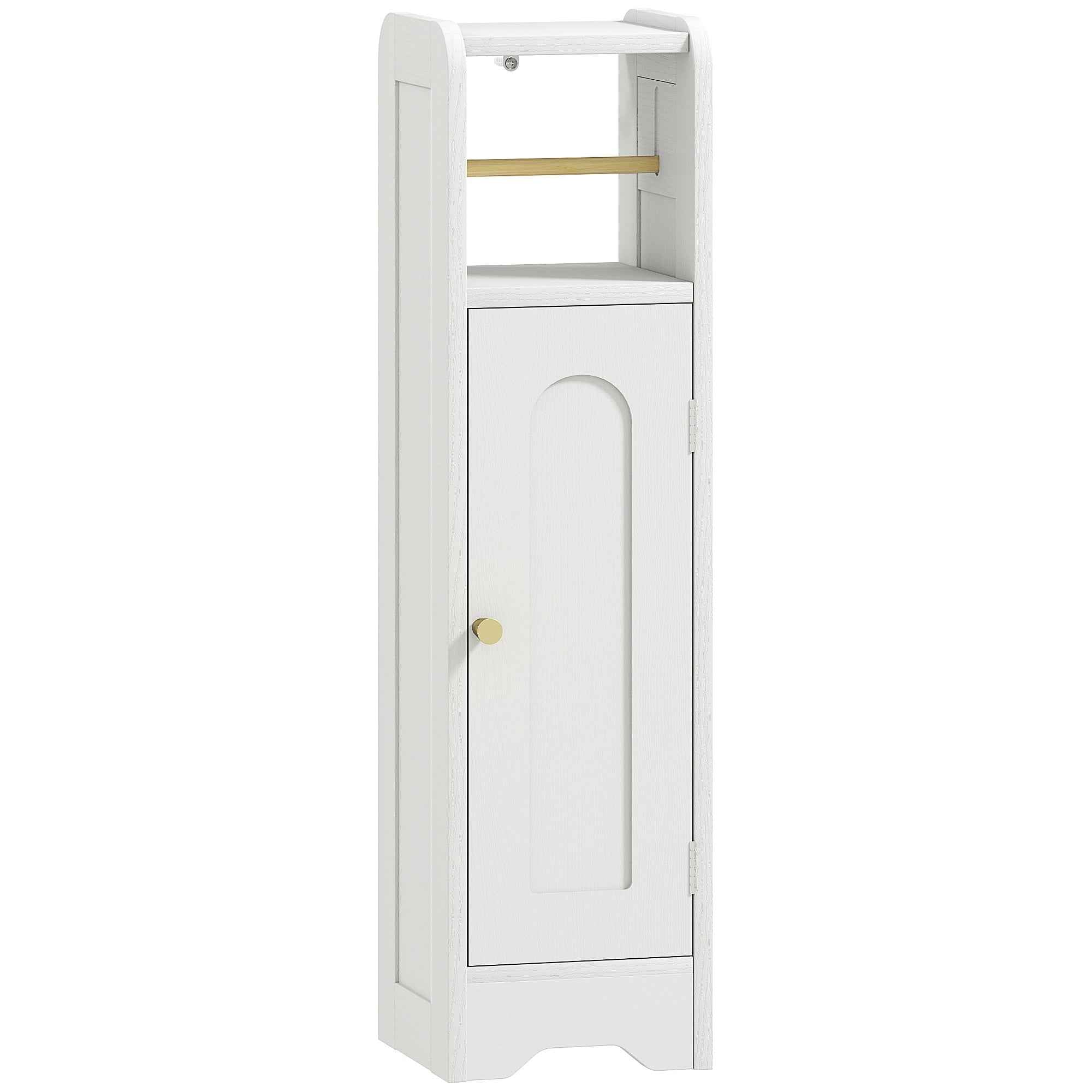 HOMCOM Wooden Toilet Paper Holder Cabinet with Adjustable Internal Shelf, 21x20x79 cm, White