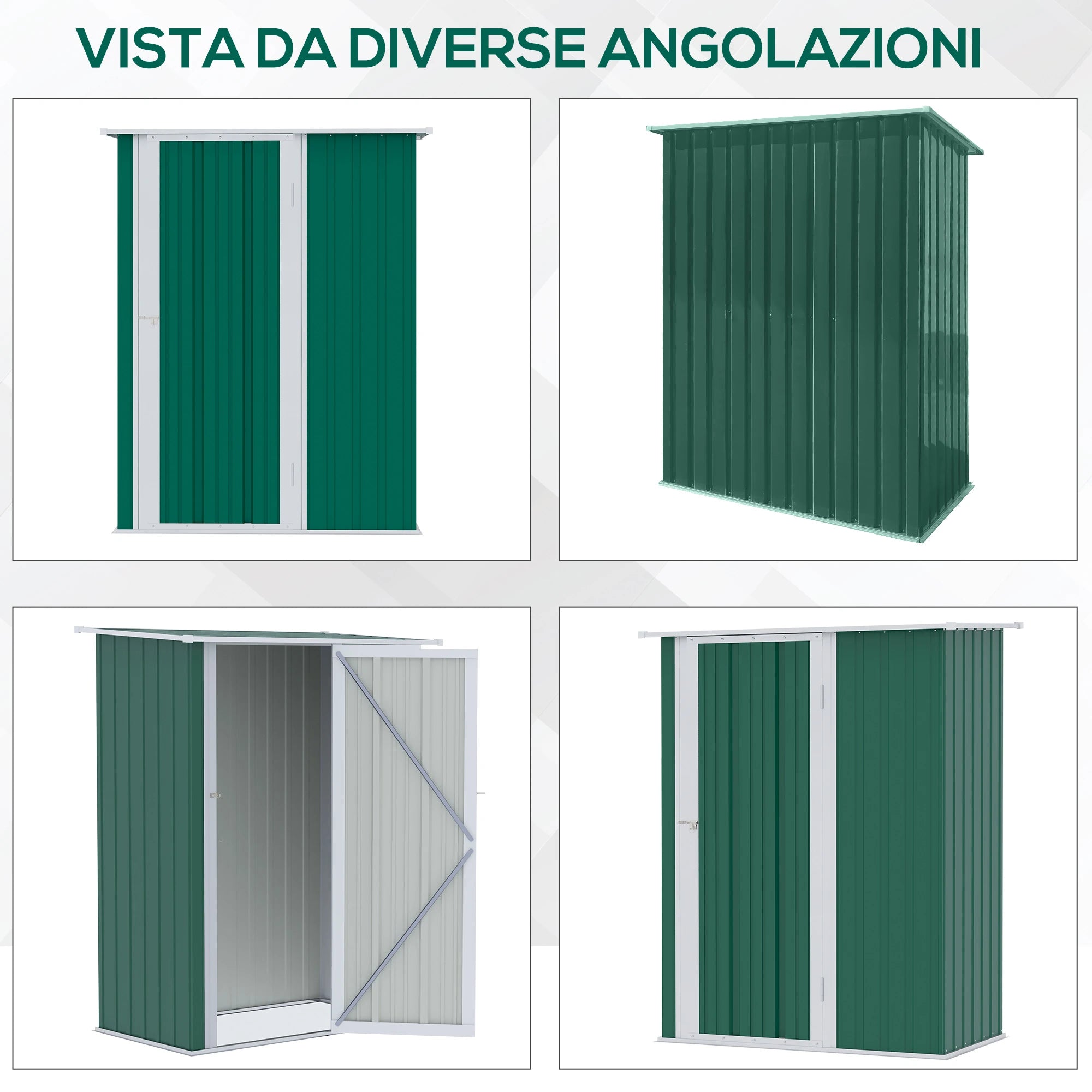 Green Garden Steel Tool Shed 142x84x189cm - Borge' Group Limited
