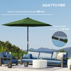 Replacement Canopy for Umbrella Ø3 m with Air Vents for Wooden and Steel Frames, Green