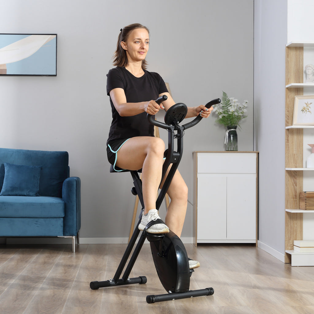 HOMCOM Professional Exercise Bike with Resistance and Adjustable Height, in Steel and PP, 41x86x112 cm, Black - Borgè