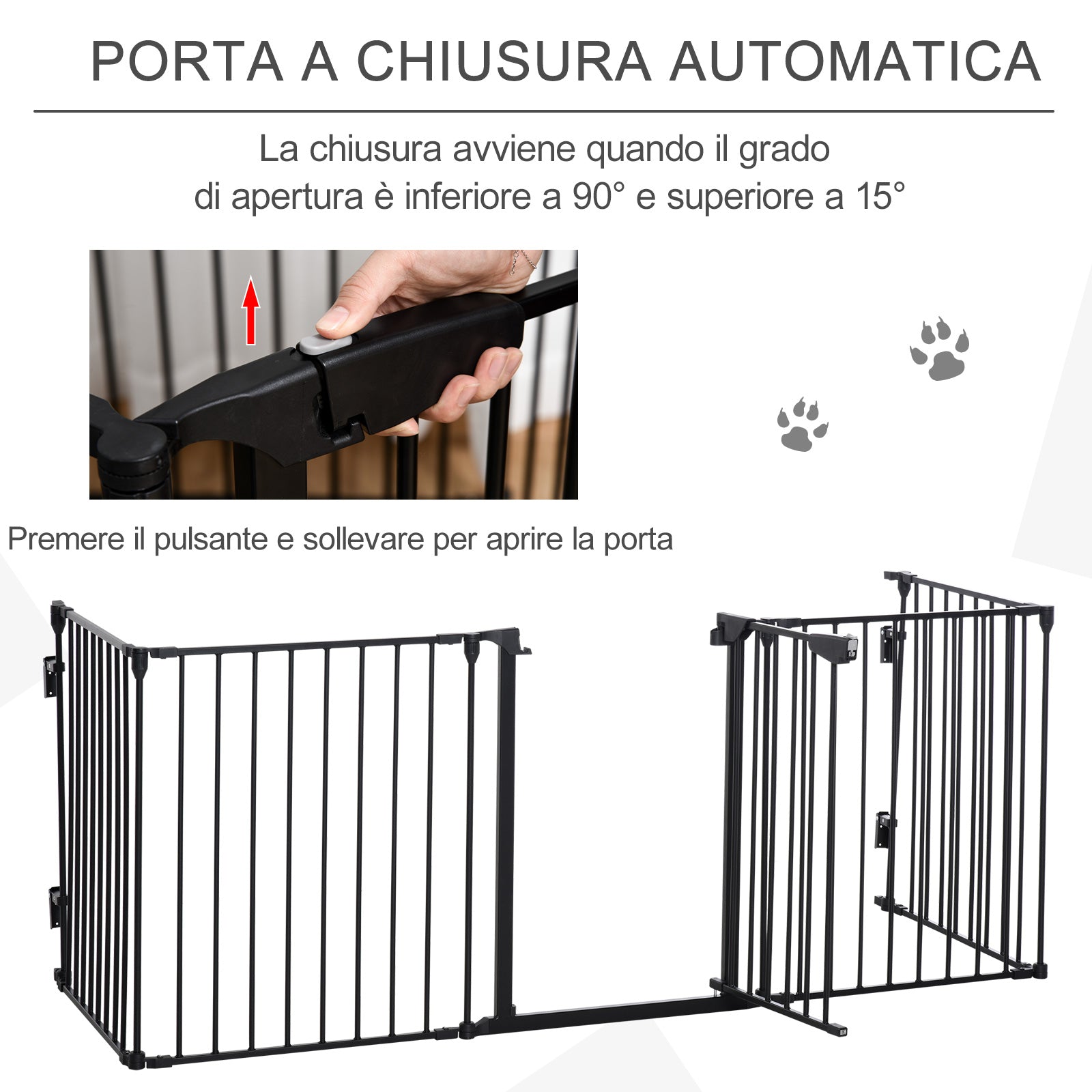 PAWHUT DOG CANCELLY Small and medium folding size with 5 panels, metal and plastic, 300x3x74.5 cm, black - Borgè