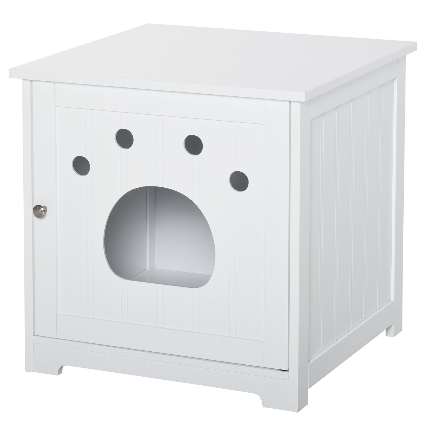 Cat and Small Dog House Wooden Litter Tray Kennel, White