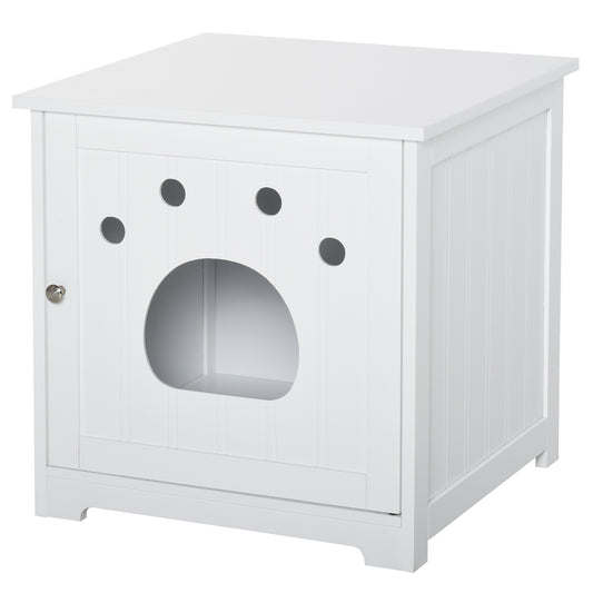 PawHut Kennel for Cats and Small Dogs Mobile Wooden Litter Box, White