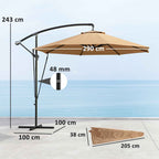 Outsunny 3m Off-Center Umbrella with Air Vents, Cross Base and Crank Handle, in Metal and Polyester, Khaki