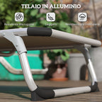 Outsunny Folding Deck Chair with Adjustable Headrest and Backrest in Aluminum, 60x165x76 cm, Beige