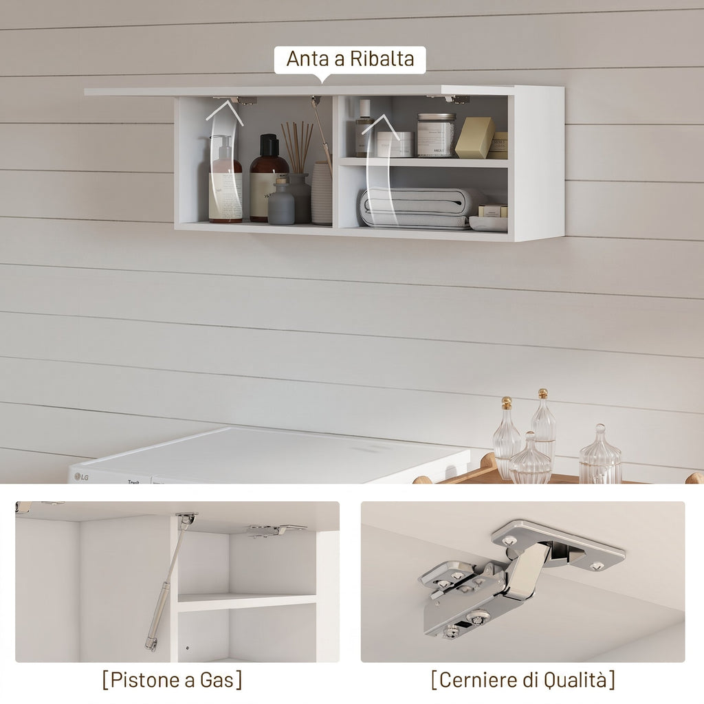 HOMCOM Bathroom Cabinet with Drop-Door and Shelves, 80x25x30 cm, White