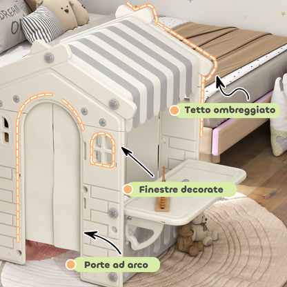 AIYAPLAY Indoor Playhouse for Children 1-6 Years with Doors, Windows and Shop Counter, Cream