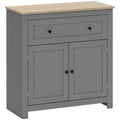 Kitchen Sideboard with Drawer and Cabinet with Adjustable Shelf, Wooden, 78.5x35x80 cm, Multicolor