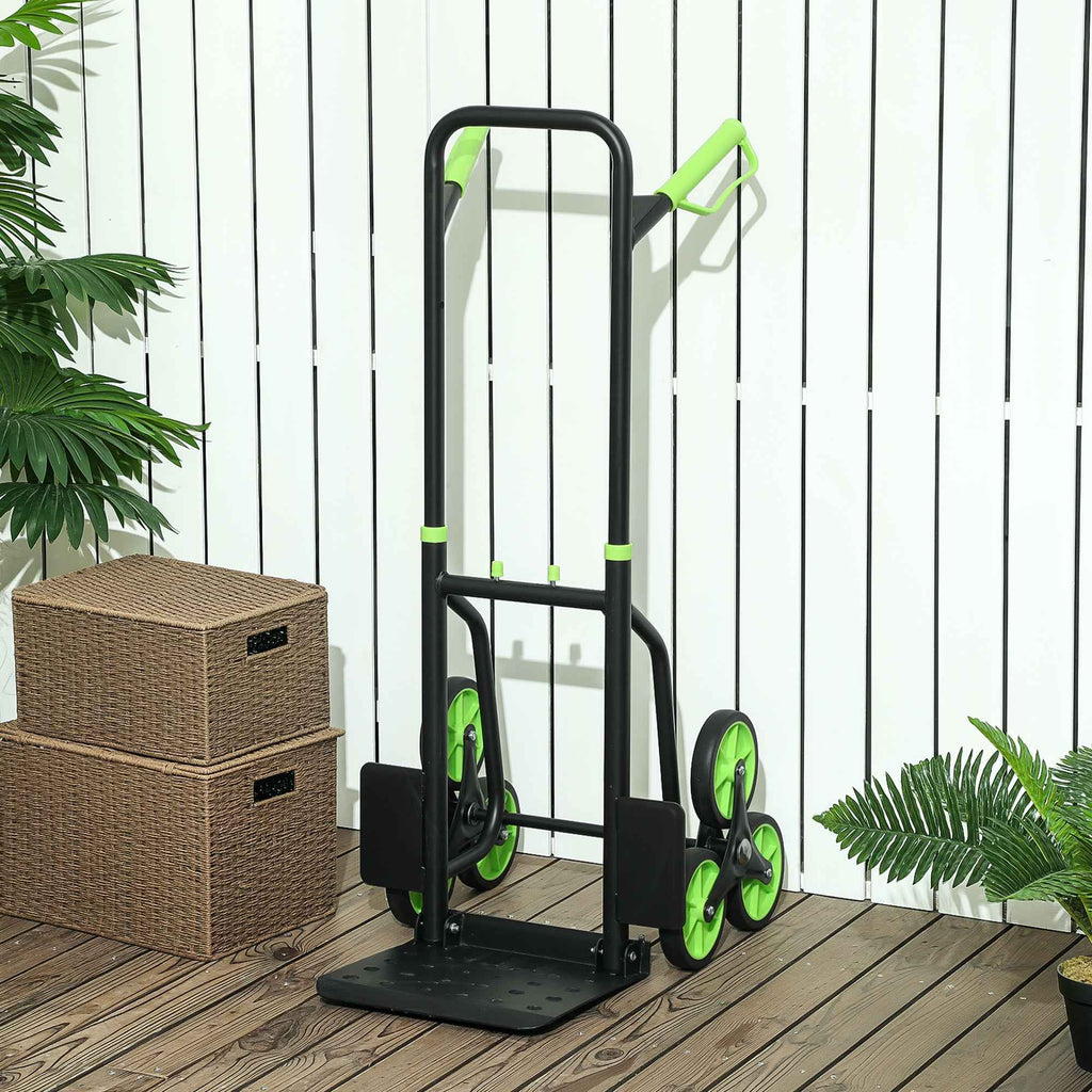 DURHAND 6-Wheel Folding Stairlift Cart, 120kg Load Capacity, Steel, for Moving, Gardening, Green