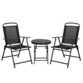 Outsunny 3-Piece Garden Set with 2 Chairs 53.5x64x93 cm and Coffee Table Ø45x50 cm, Metal, Black