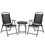 Outsunny 3-Piece Garden Set with 2 Chairs 53.5x64x93 cm and Coffee Table Ø45x50 cm, Metal, Black
