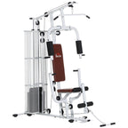 Multifunctional Fitness Station for Home and Gym with 4 Padding, in Steel and PU, 150x110x210 cm, White