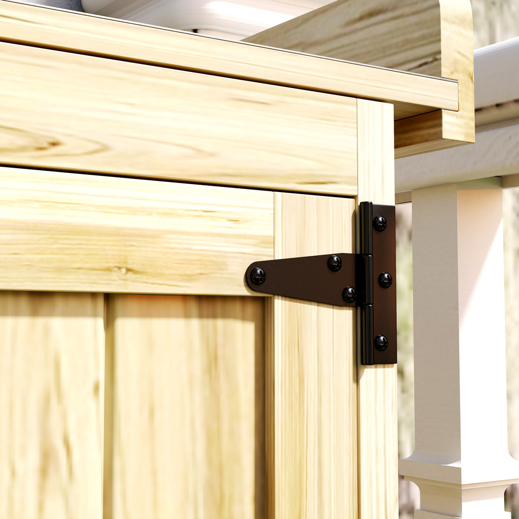 Outsunny Outdoor Storage Cabinet, Wooden Tool Shed with Shelf, with 2 Doors for Garden, Patio, Wood Color