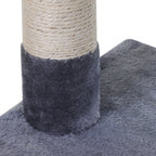 Multi-Level Cat Scratching Post with Hammock and Ball, Wood and Plush, 50x36x70cm, Grey