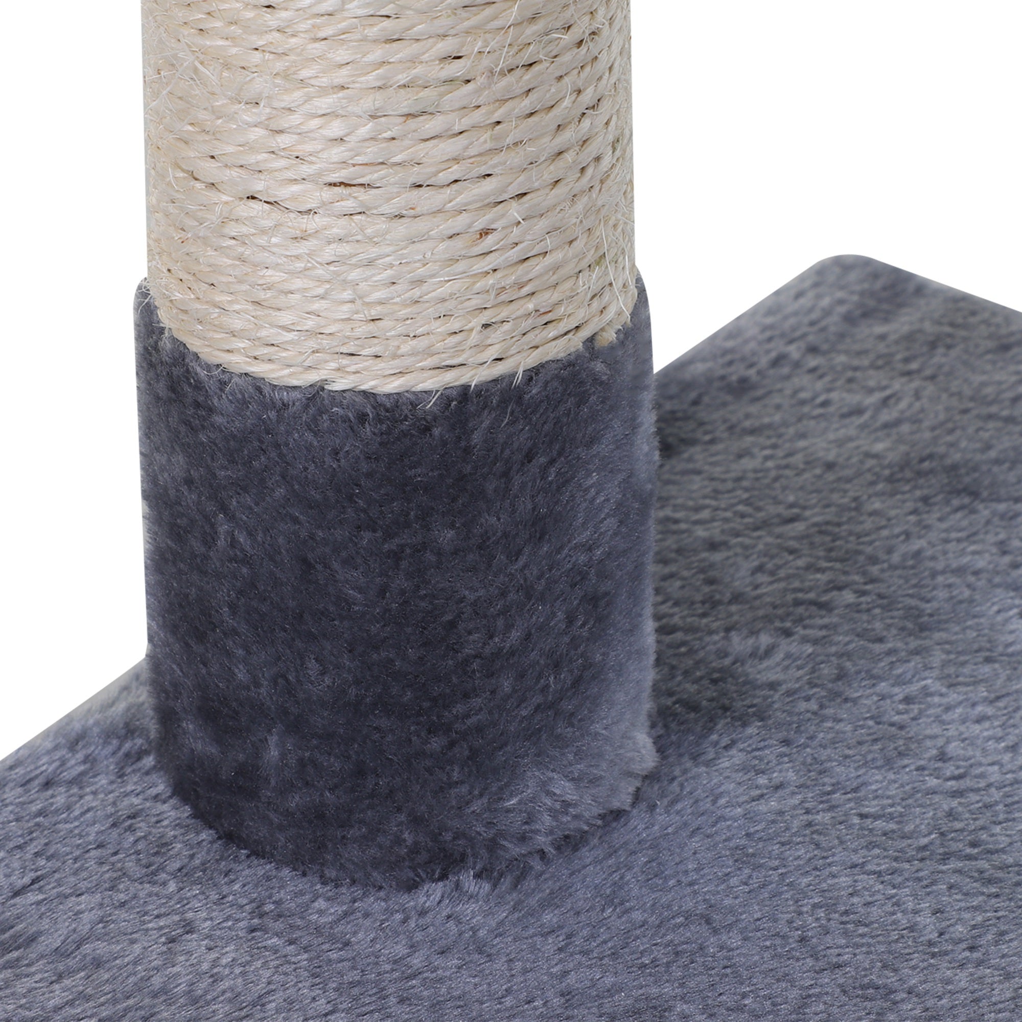 Multi-Level Cat Scratching Post with Hammock and Ball, Wood and Plush, 50x36x70cm, Grey
