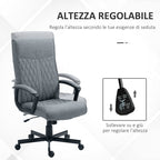 Swivel Office Chair with Rocking Function and Adjustable Height, 65x72x102-112.5cm, Grey