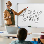 2-Sided White Magnetic Whiteboard with Accessories and 4 Wheels, in Aluminum and Steel, 127x50x165 cm