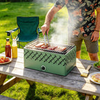 Outsunny Portable Charcoal Barbecue with Built-in Fan for Outdoor Use, Light Green