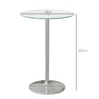 Homcom tall table from modern round bar with steel base and glass top, Ø70x102cm, transparent - Borgè