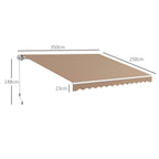 Outsunny Outdoor Awning with Crank Arms, 350x250 cm, Brown