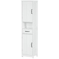 kleankin Wooden Bathroom Cabinet with Open Shelf, Drawer and 2 Cabinets, 40x30x164 cm, White