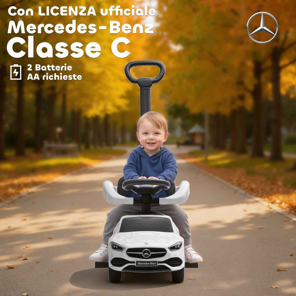 AIYAPLAY Ride-On Car for Children 1-3 Years Old Convertible into Stroller with Mercedes License, 91x40x83 cm, White