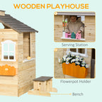 Outsunny Casetta Bimbi 3-7 years at 2 windows with portavas and bench, in fir wood and pp, 113LX94x134.5 cm - Borgè
