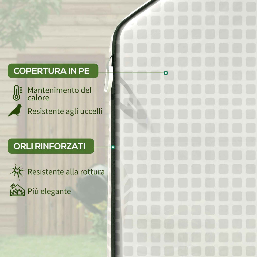 Outsunny PE Garden Greenhouse Cover with Hinged Door and Windows, 140x73x190 cm, White