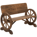 Outsunny Garden bench 2 seats with high back, fir wood, 114x58x80 cm, brown - Borgè