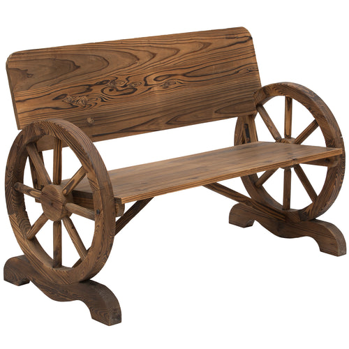 Outsunny Garden bench 2 seats with high back, fir wood, 114x58x80 cm, brown - Borgè