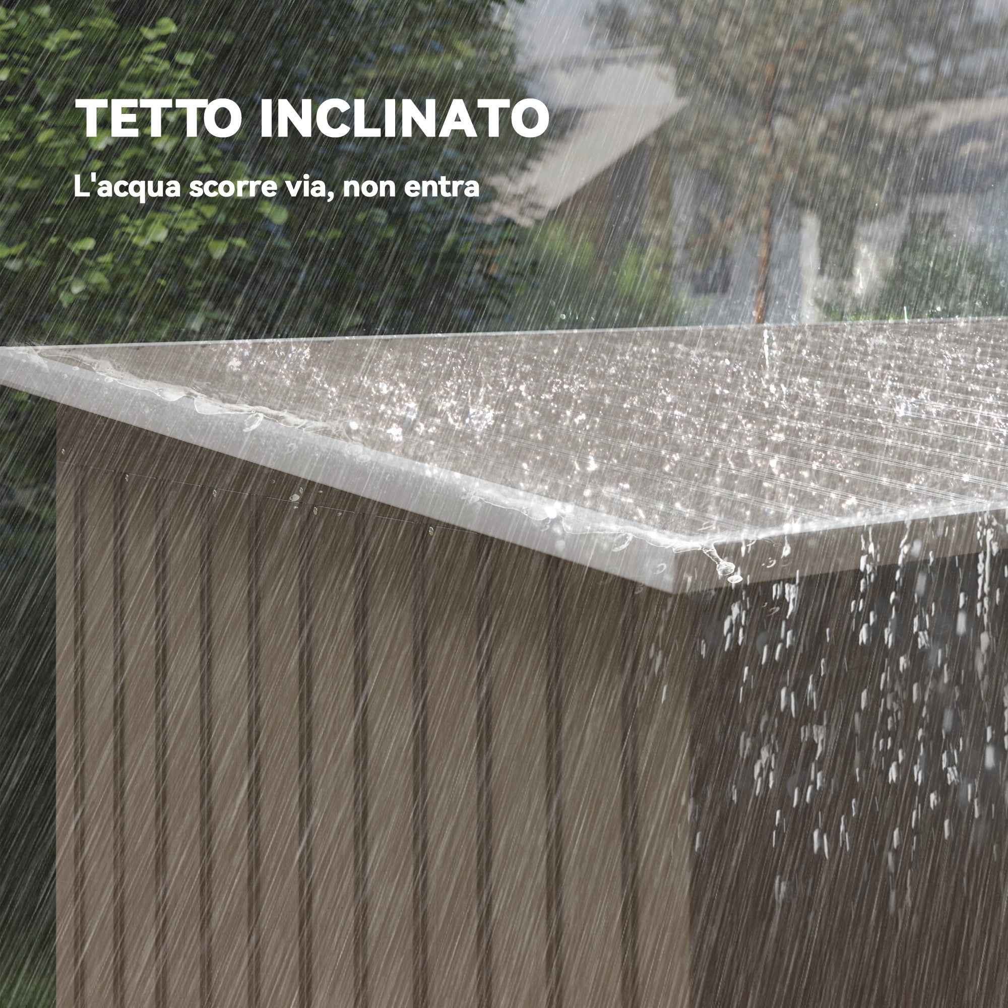 Outsunny Steel Garden Shed with 2 Vents and 2 Sliding Doors, 280x130x172 cm, Brown Wood