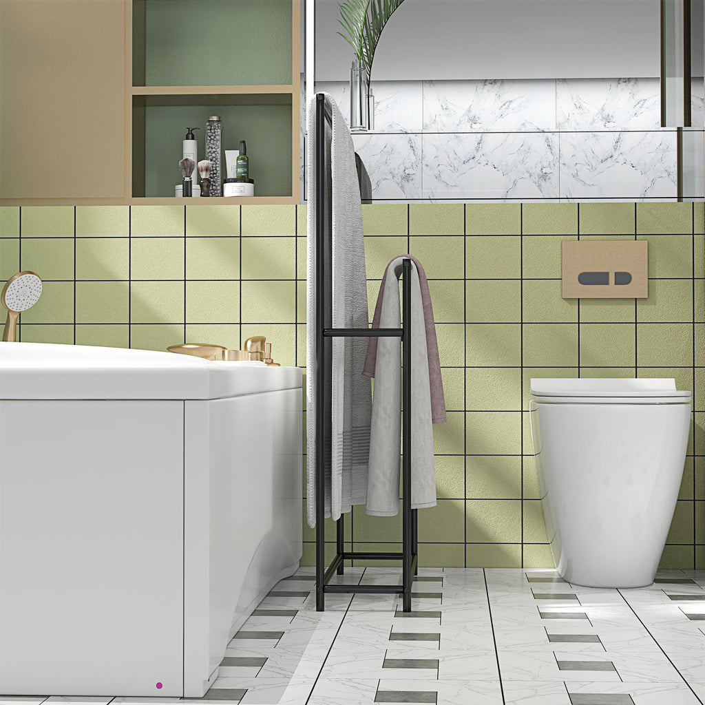 Freestanding 2-Arm Metal Towel Rack, 66x20x110 cm, Black