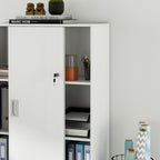 3-Shelf Office Cabinet with 2 Security Keys, Chipboard, 80x40x120 cm, White