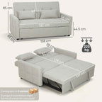 2-Seater Sofa Bed with 2 Fabric Cushions, Light Brown