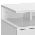 Set of 2 Modern Floating Bedside Tables with Drawer and Wooden Shelf 35x32x22.5cm, Glossy White