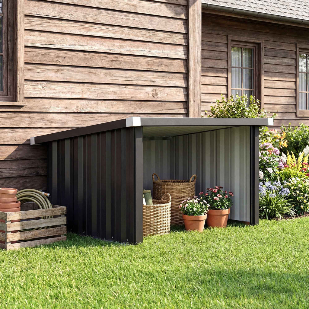 Outsunny Garage for Robot Lawn Mower with Sloped Steel Roof, 108x86x62.5 cm, Dark Grey