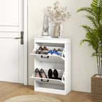 Modern Shoe Rack with 2 Tilting Drawers for 10 Pairs of Shoes and Adjustable Shelf, 54x24x82.5cm, White