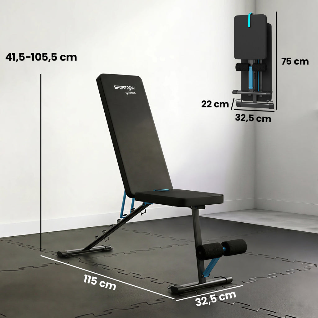 SPORTNOW Folding and Adjustable Weight Bench, 300 kg Capacity, 7-Position Backrest