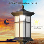 Outsunny Solar Garden Lamp 184cm High with Cold White LED Light and IP44, Black - Borgè