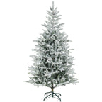 180cm Tall Snow-Covered Christmas Tree with Realistic Branches and Foldable Metal Base