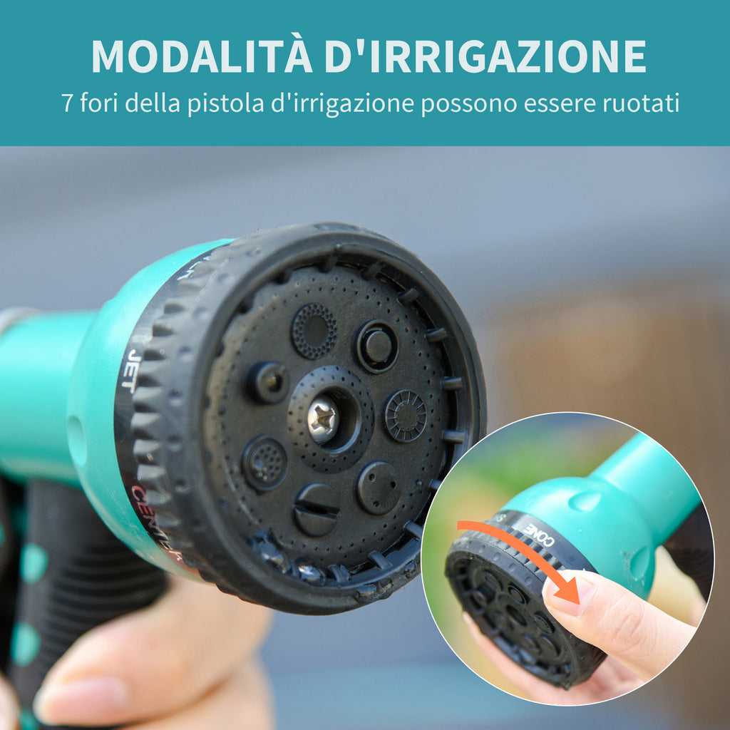 Outsunny 180° Rotating Automatic Wall-Mounted Hose Reel, 15m+1.4m Water Hose and Multifunction Gun, Grey