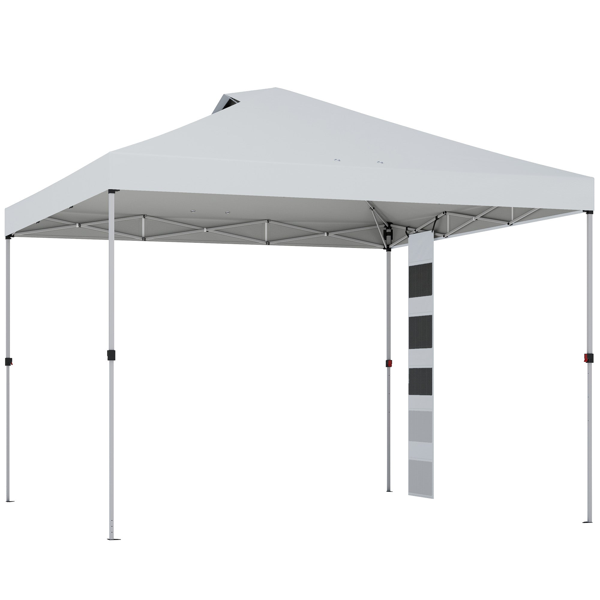 Outsunny 3x3m Pop Up Gazebo with Pockets, UPF 50+, with Sandbags and Wheeled Bag, White
