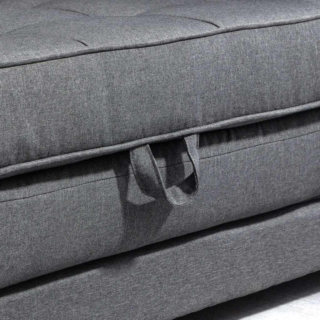 2-Seater Fabric Sofa Bed with Padding and Springs, 151x75x85 cm, Grey