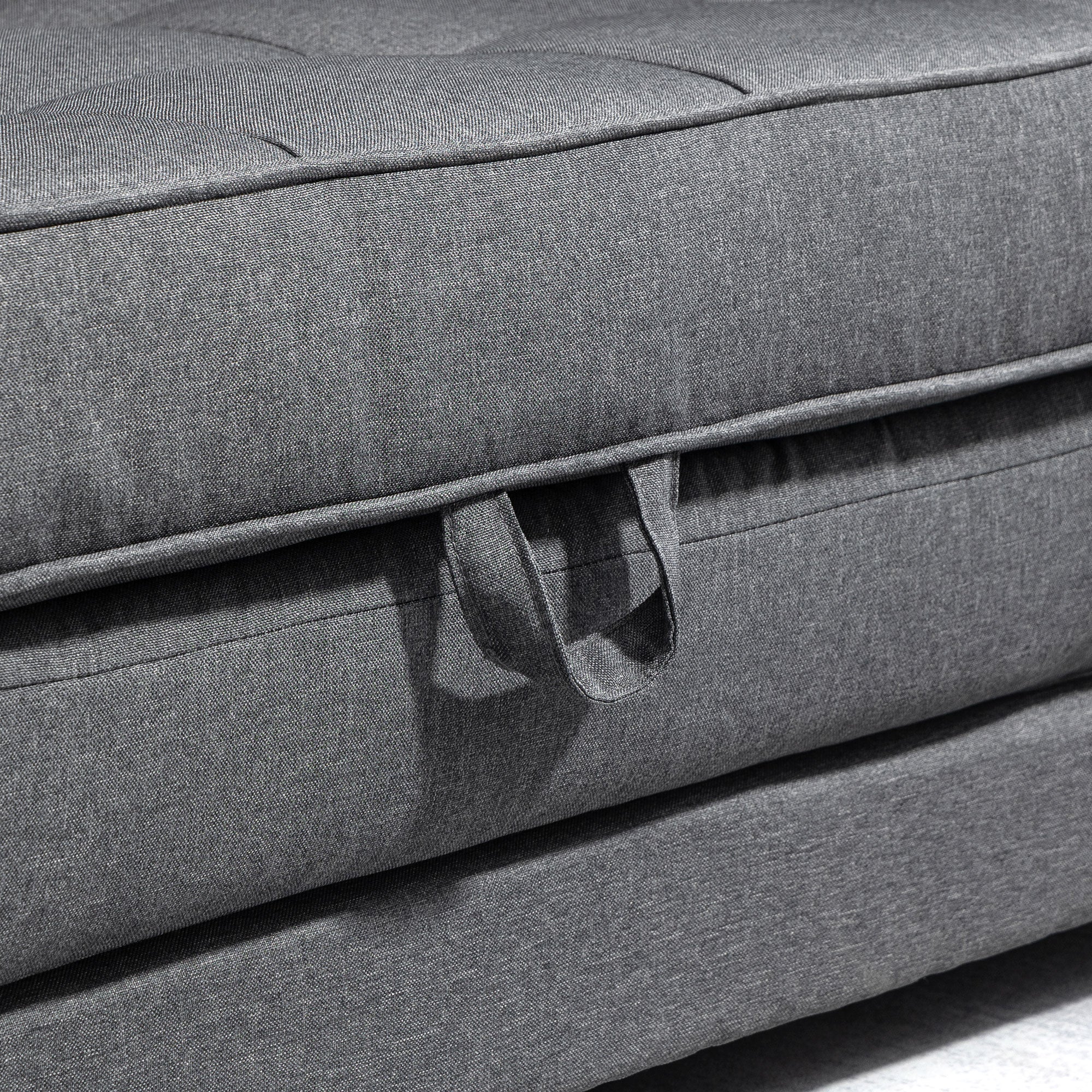 2-Seater Fabric Sofa Bed with Padding and Springs, 151x75x85 cm, Grey