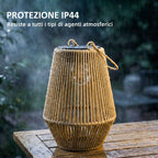 Outsunny Set of 2 Solar Rattan Lamps, with Automatic On/Off, IP44, 16x16x21 cm, Brown