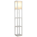 40W Floor Lamp with 3 Shelves and Foot Switch, Made of Wood and Acrylic, 26x26x160 cm, White