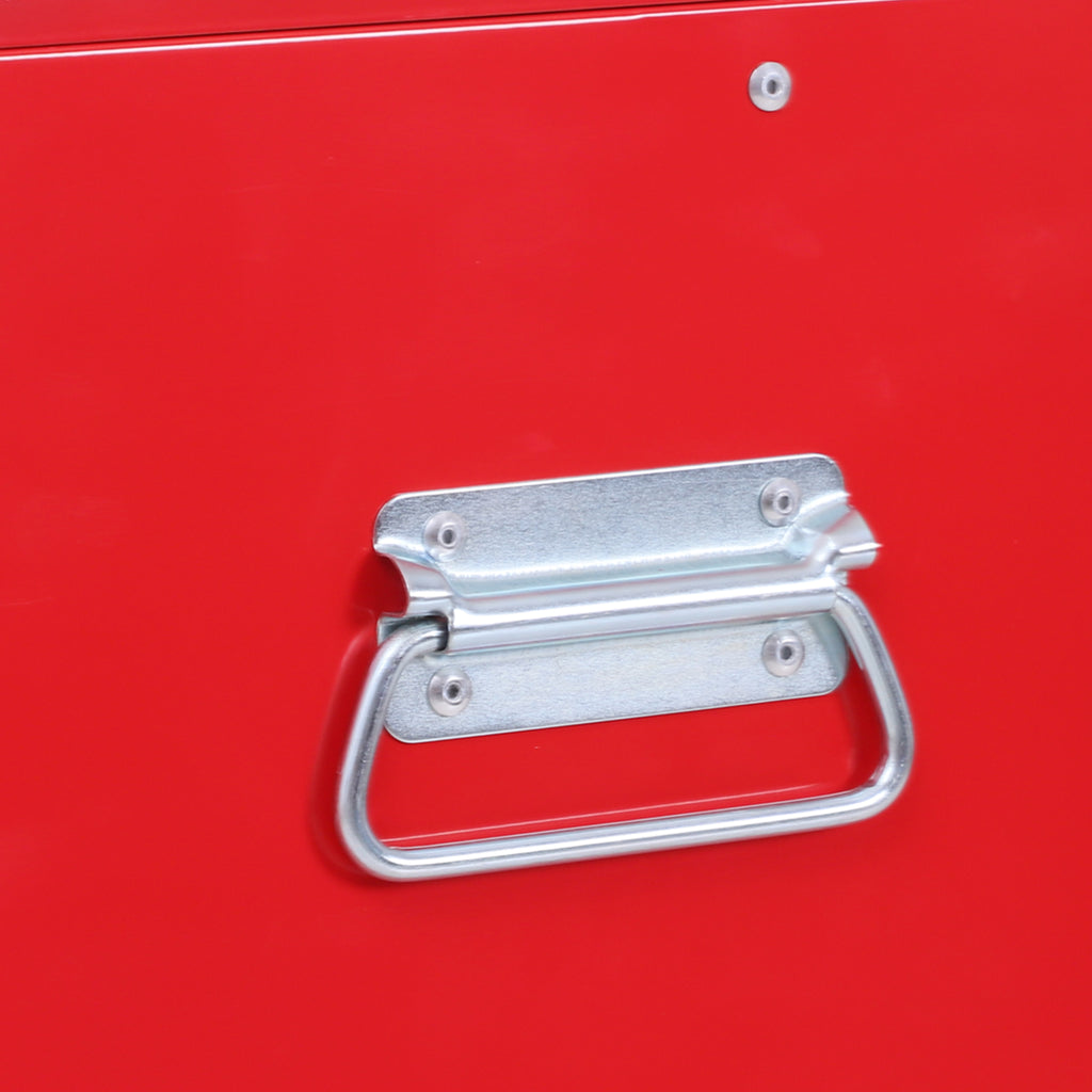 2-in-1 Tool Cart with Upper Drawer and Lower Cabinet, Metal, 61.6x33x108 cm, Red